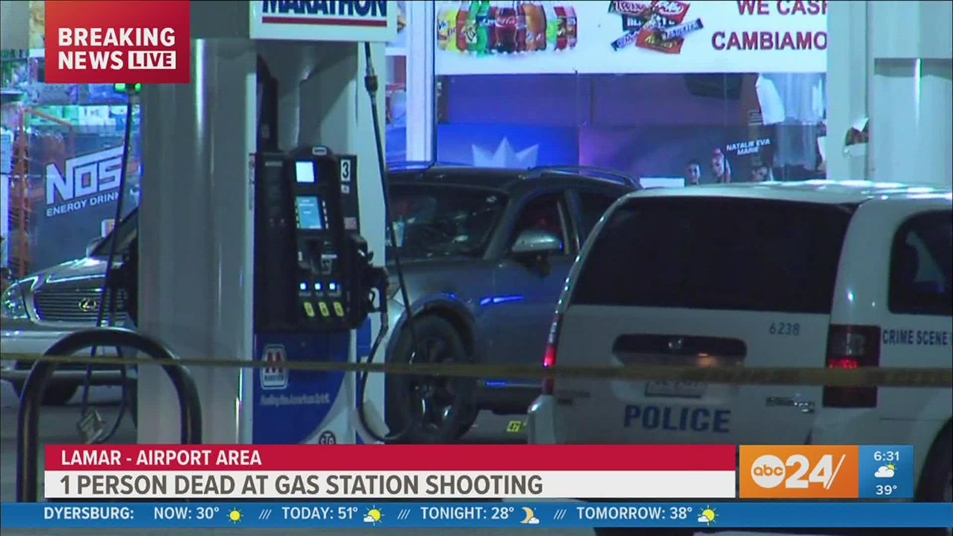 Officers were called to the scene at the Marathon gas station in the 3400 block of Lamar Avenue about 2:20 a.m. Tuesday.