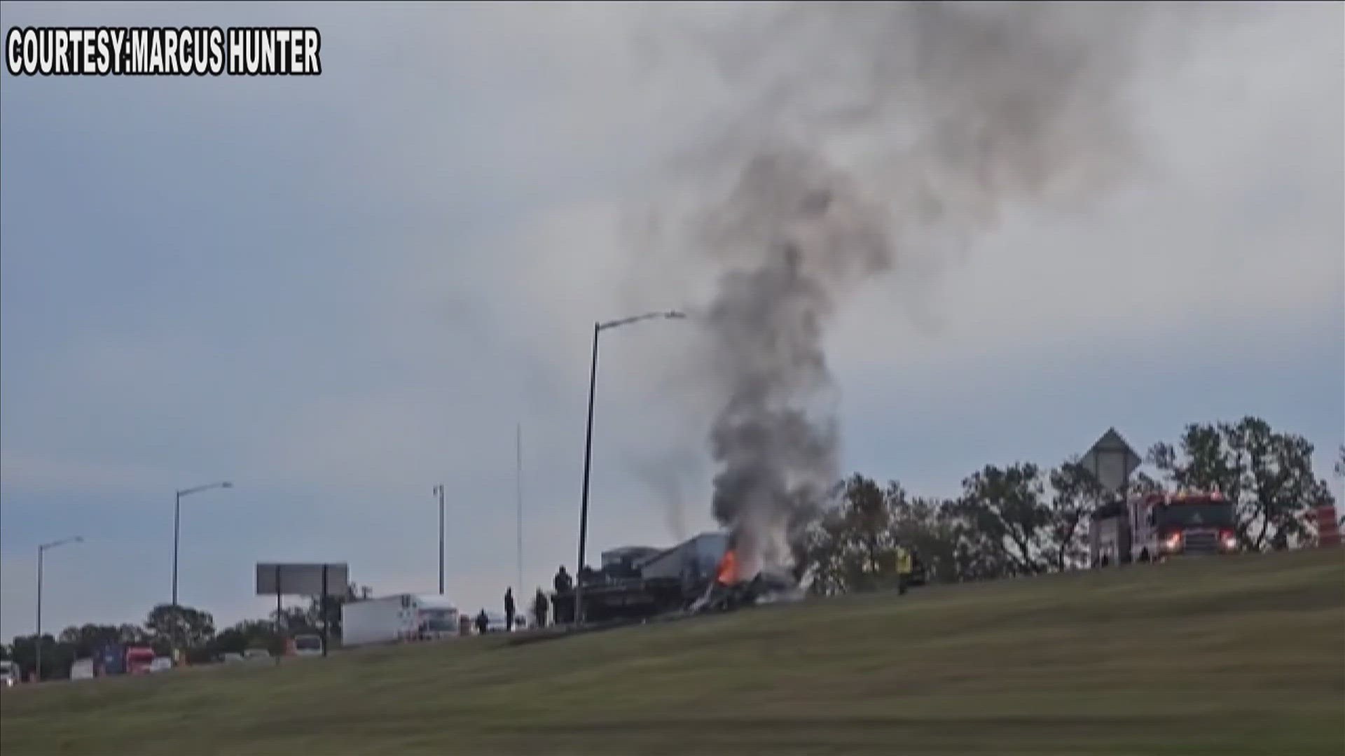 Traffic headed from Memphis into Arkansas along I-55 was stalled Monday morning due to a semi-truck on fire on Arkansas side of bridge near weigh station.