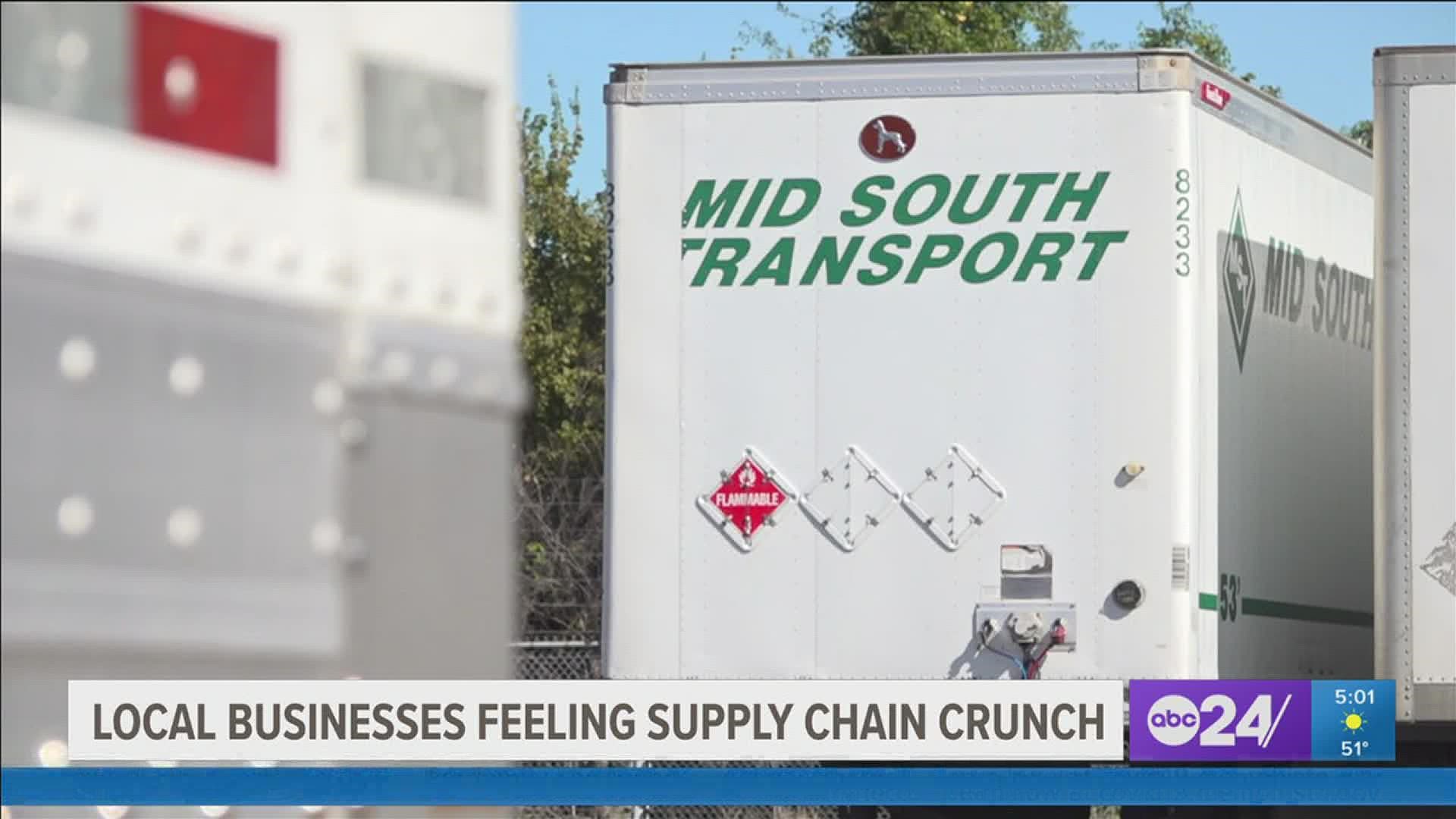 Those at Mid South Transport, Inc. said shoppers should "get it early" as many factors impact how goods can get to the area from bottlenecked ports.