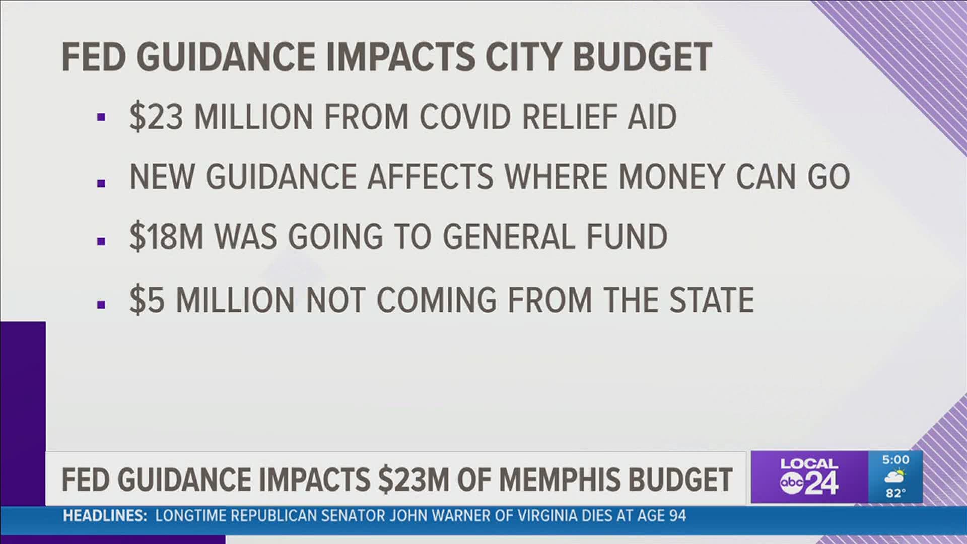 This came after the city council was updated on new federal guidance on where COVID relief aid funding can actually be spent.