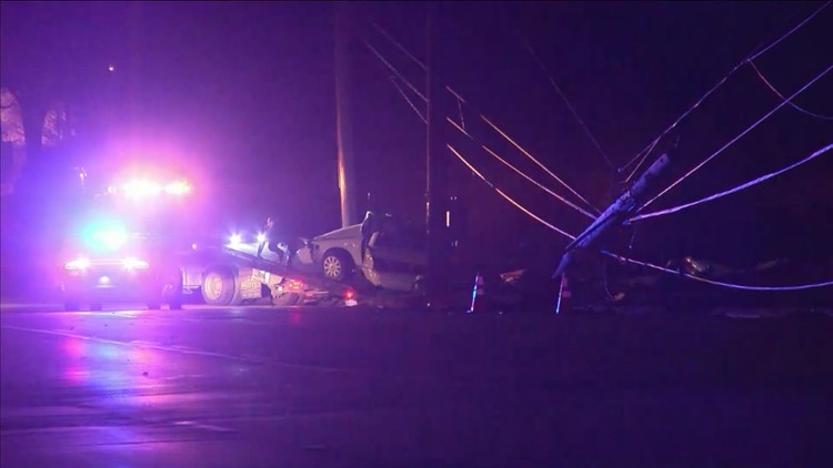 Powerlines down after single-crash