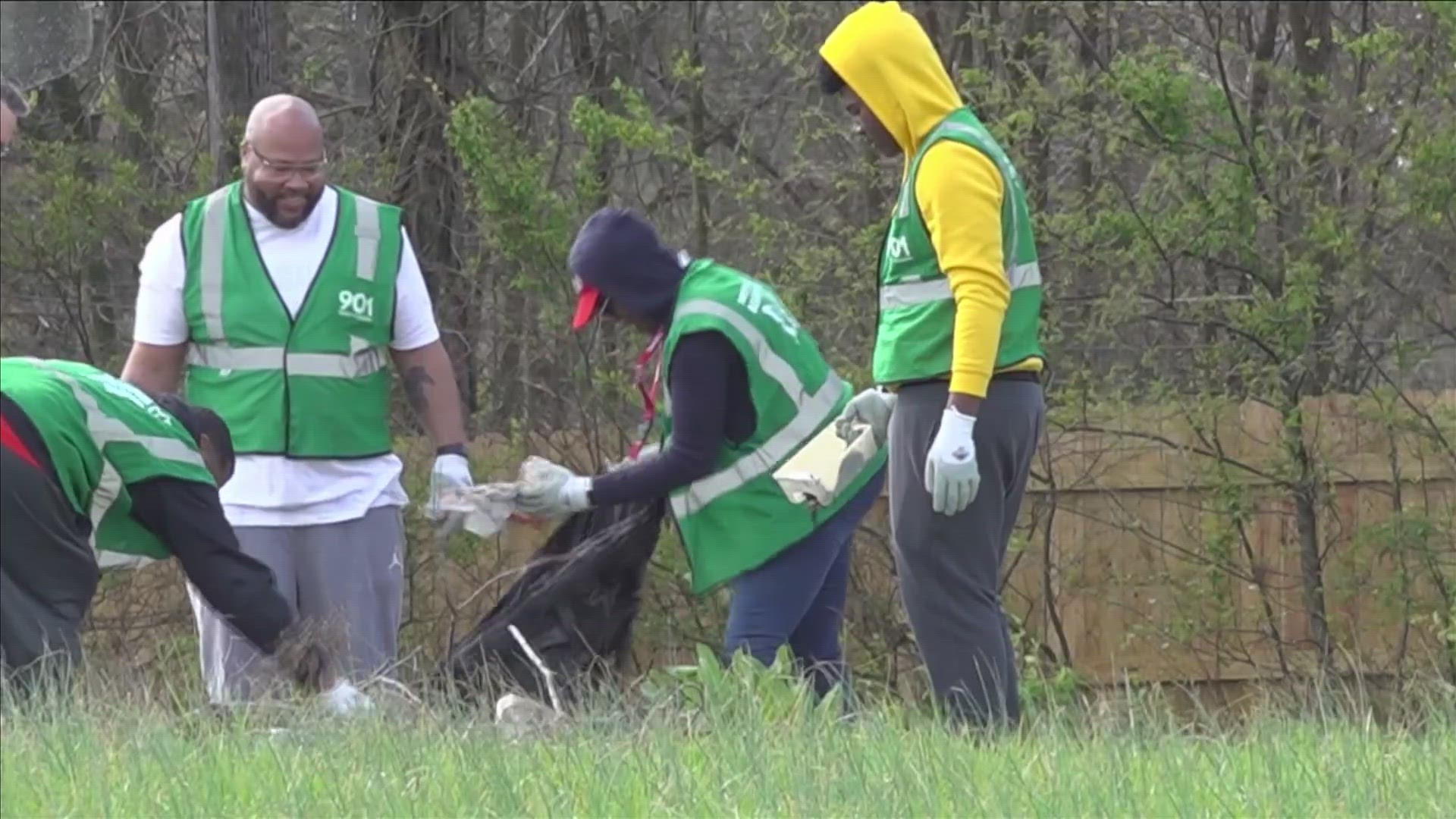 Martin Luther King Jr. College Preparatory High School's youth athletics program and non-profit Youth Villages held a community clean-up in Frayser on Saturday.