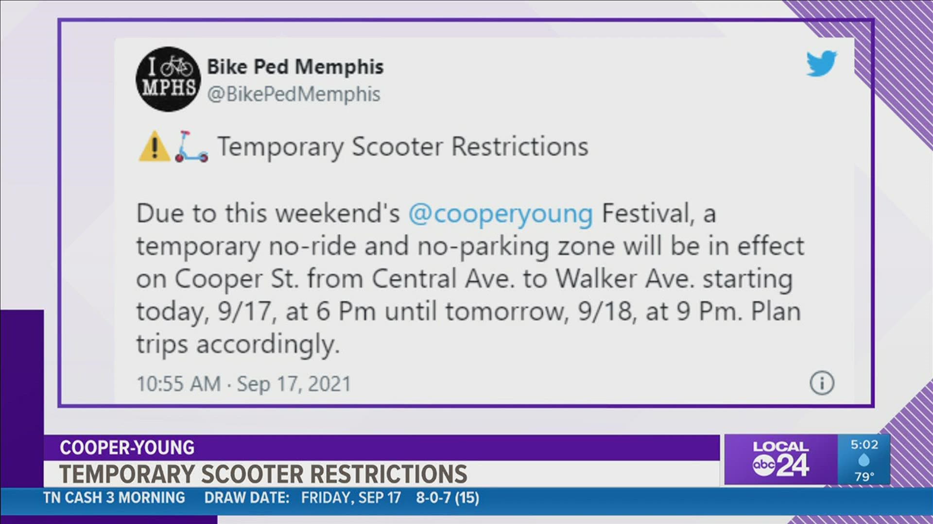 Due to the Cooper Young Festival scooters are being temporarily restricted