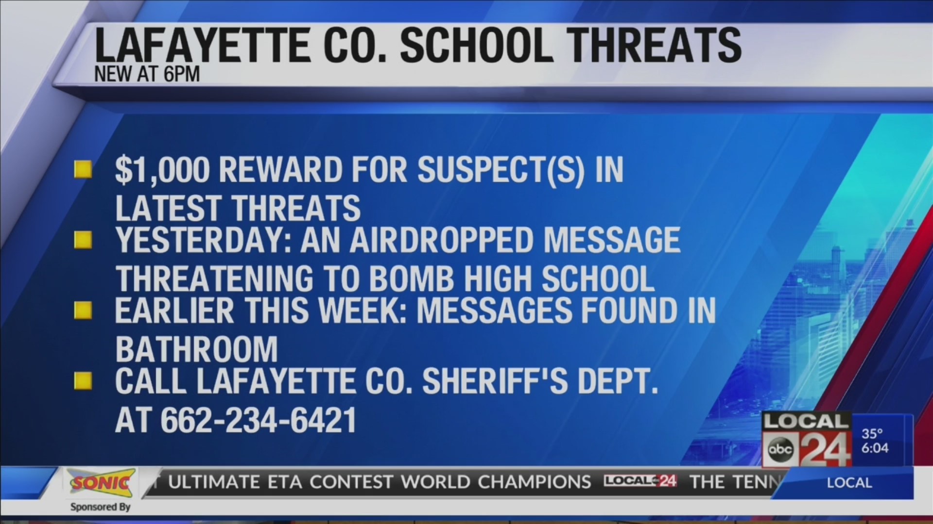 Lafayette County Sheriff's Department offers $1,000 reward for information on threats aimed at schools