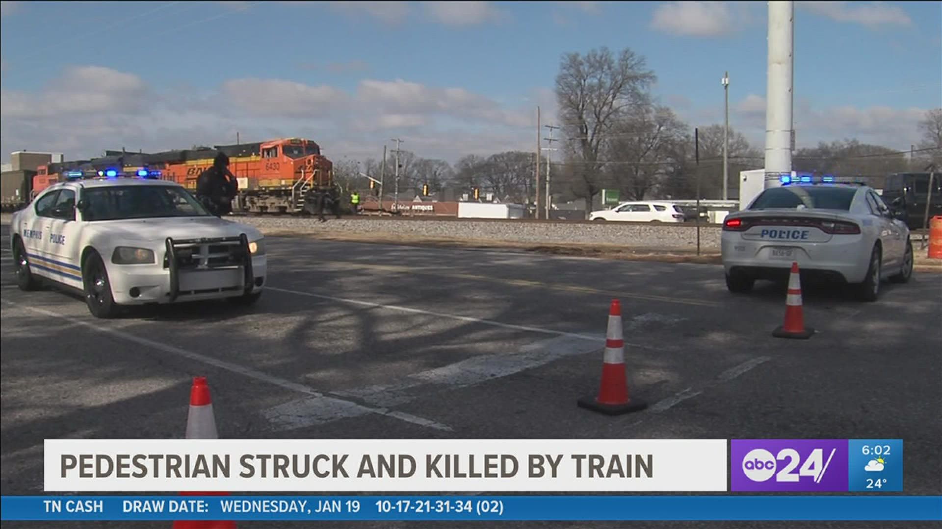 A pedestrian was struck and killed by a train in Memphis Thursday.