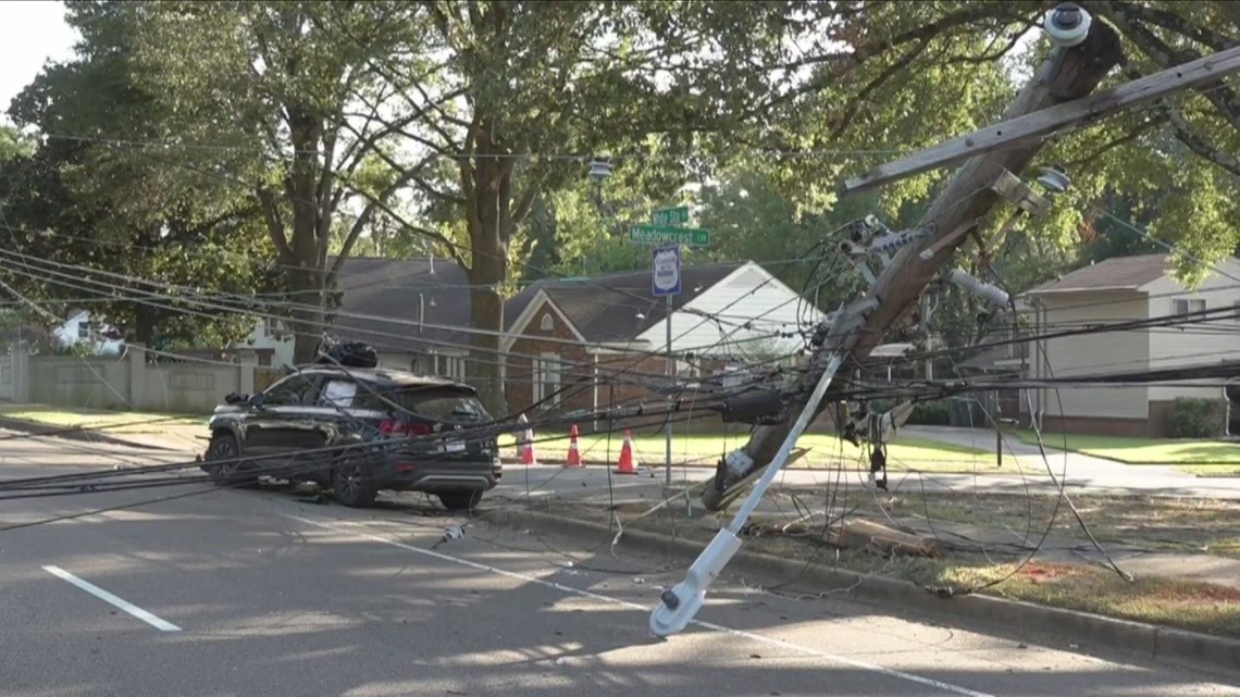 Woman injured after car crashes into power pole, causing 600 people to ...