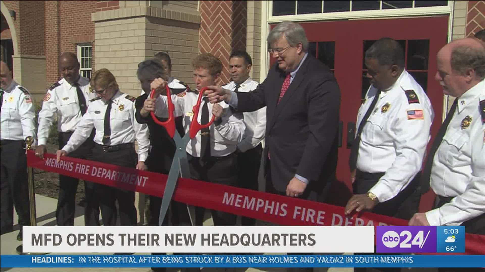 Memphis Fire Chief Gina Sweat and Mayor Jim Strickland cut the ribbon during the opening ceremony Monday morning.