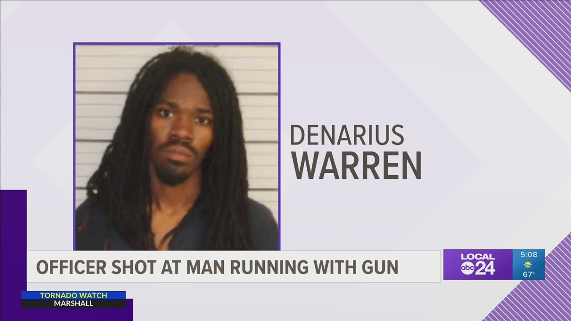 Denarius Warren is charged after Memphis police said an officer fired a shot while trying to question Warren about a gun he had on him.