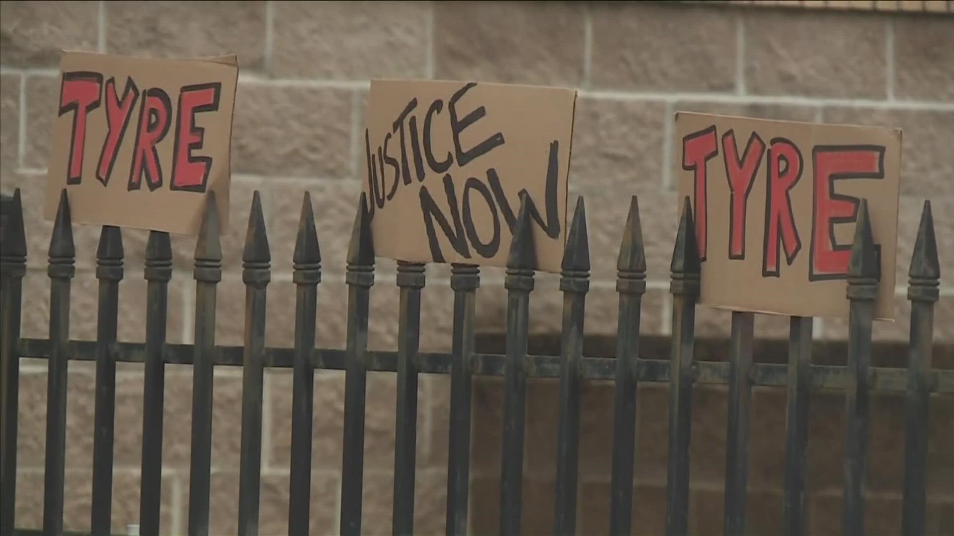 Protesters at the Ridgeway police station remained silent for three minutes, signifying the three minutes Nichols was beaten by Memphis police officers.