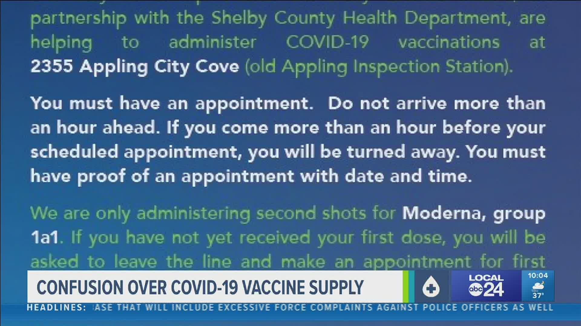 Shelby County chief health official apologizes for long lines and confusion at vaccination site and vows resolve.