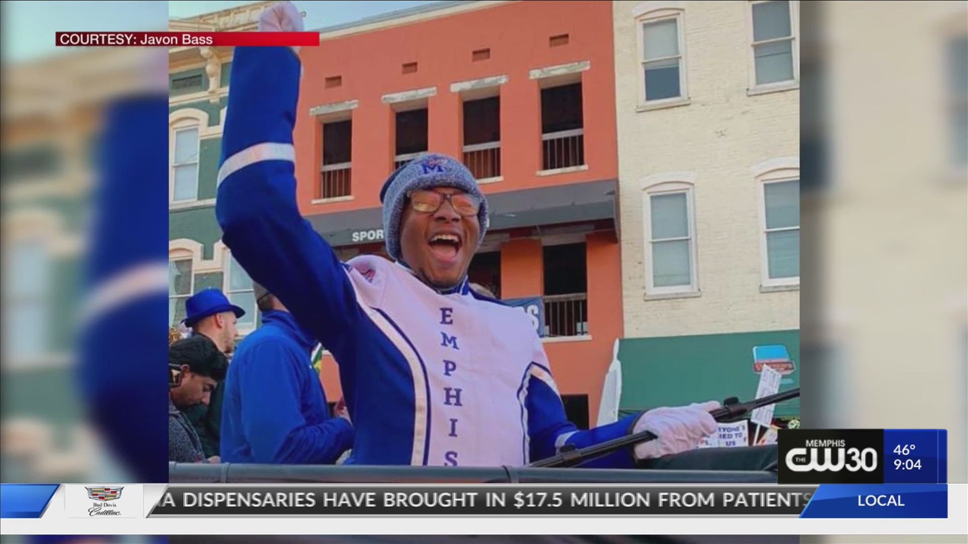 u of m band member featured during college game day