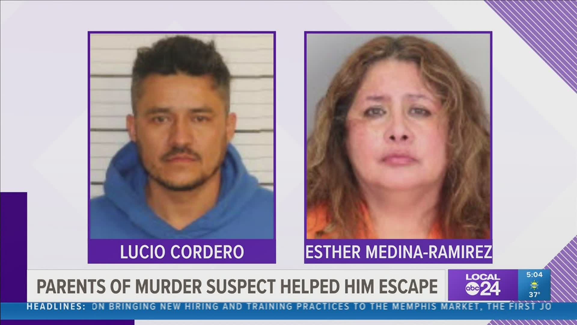 38-year-old Lucio Codero and 52-year-old Esther Medina-Ramirez are each charged with two counts of accessory after the fact. Luis Cordero, 16, is still on the run.
