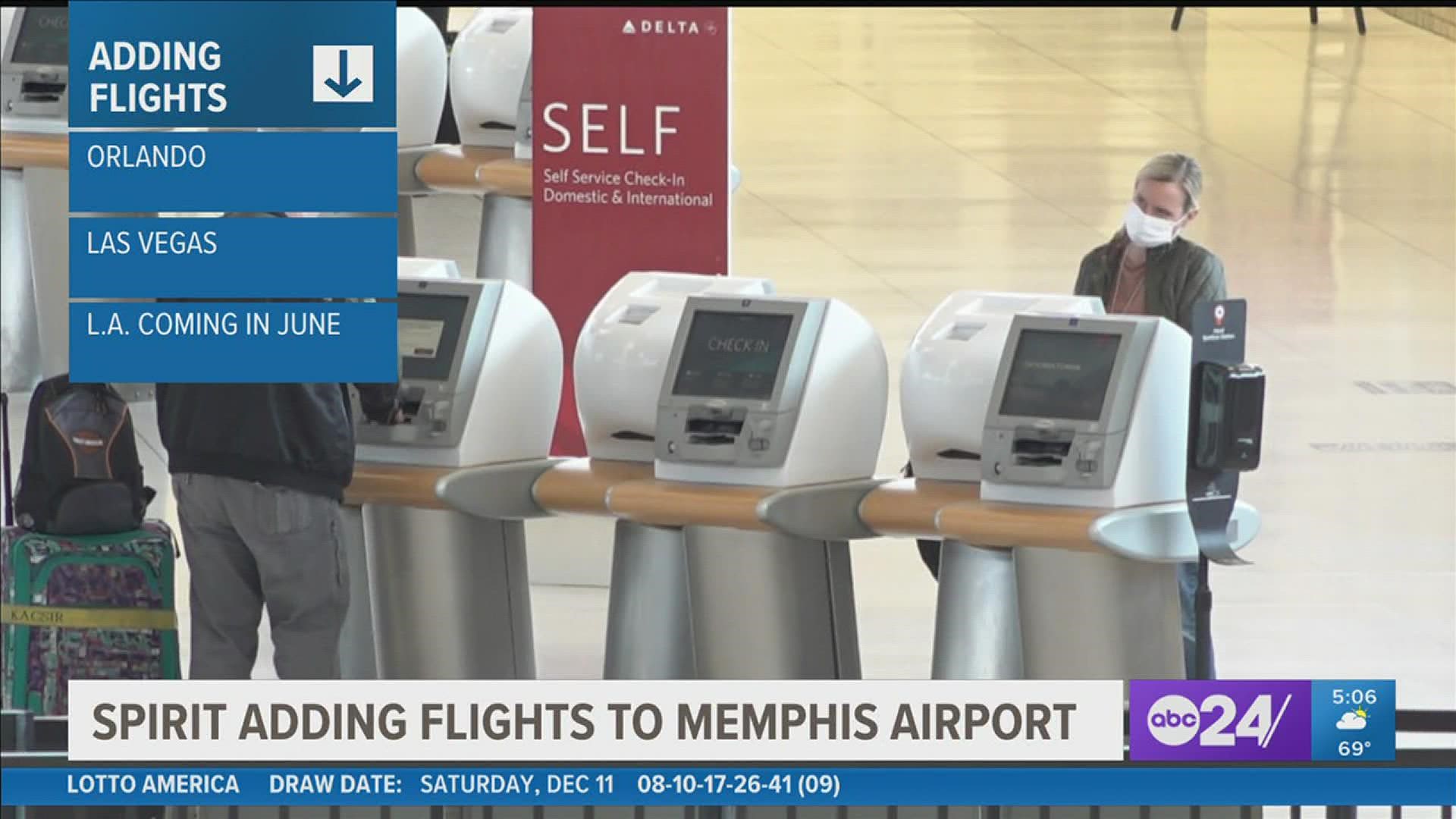 Memphis International Airport Officials and the airline announced daily flights to Las Vegas, Orlando, and Los Angeles beginning next year.