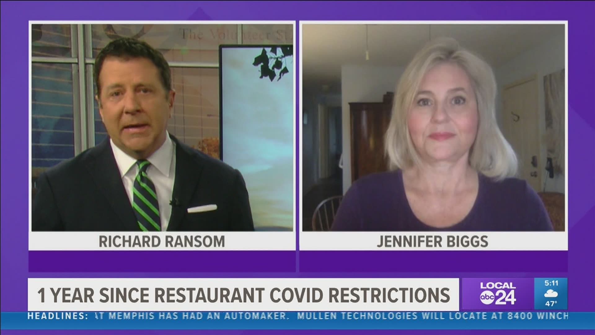 The Daily Memphian's Food and Dining Editor Jennifer Biggs talks with Local 24 News about the COVID-19 pandemic’s impact on Memphis area restaurants.