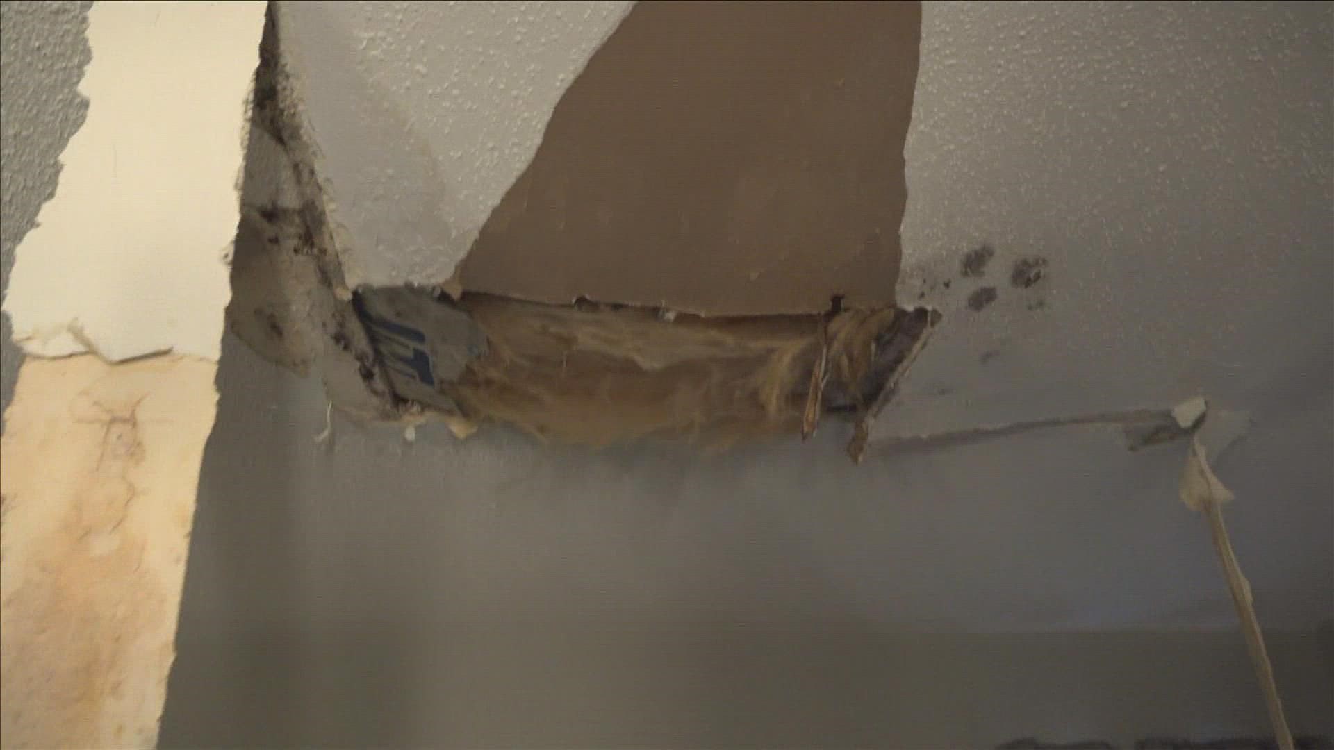 Just days ago, part of their ceiling collapsed. The family said workers arrived Thursday to repair the damage.