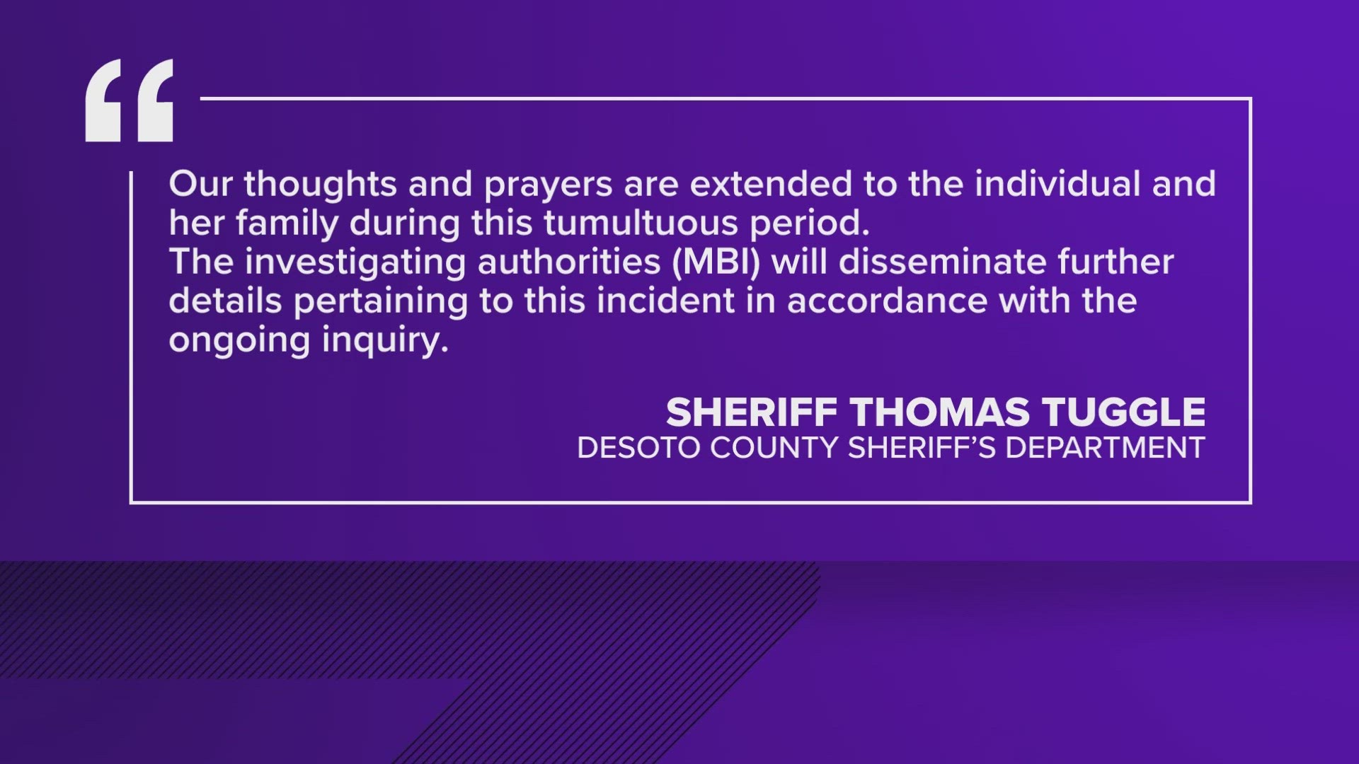 The DeSoto County Sheriff's Department has released a statement about an inmate they said died in an adult detention center on Friday, March 15.