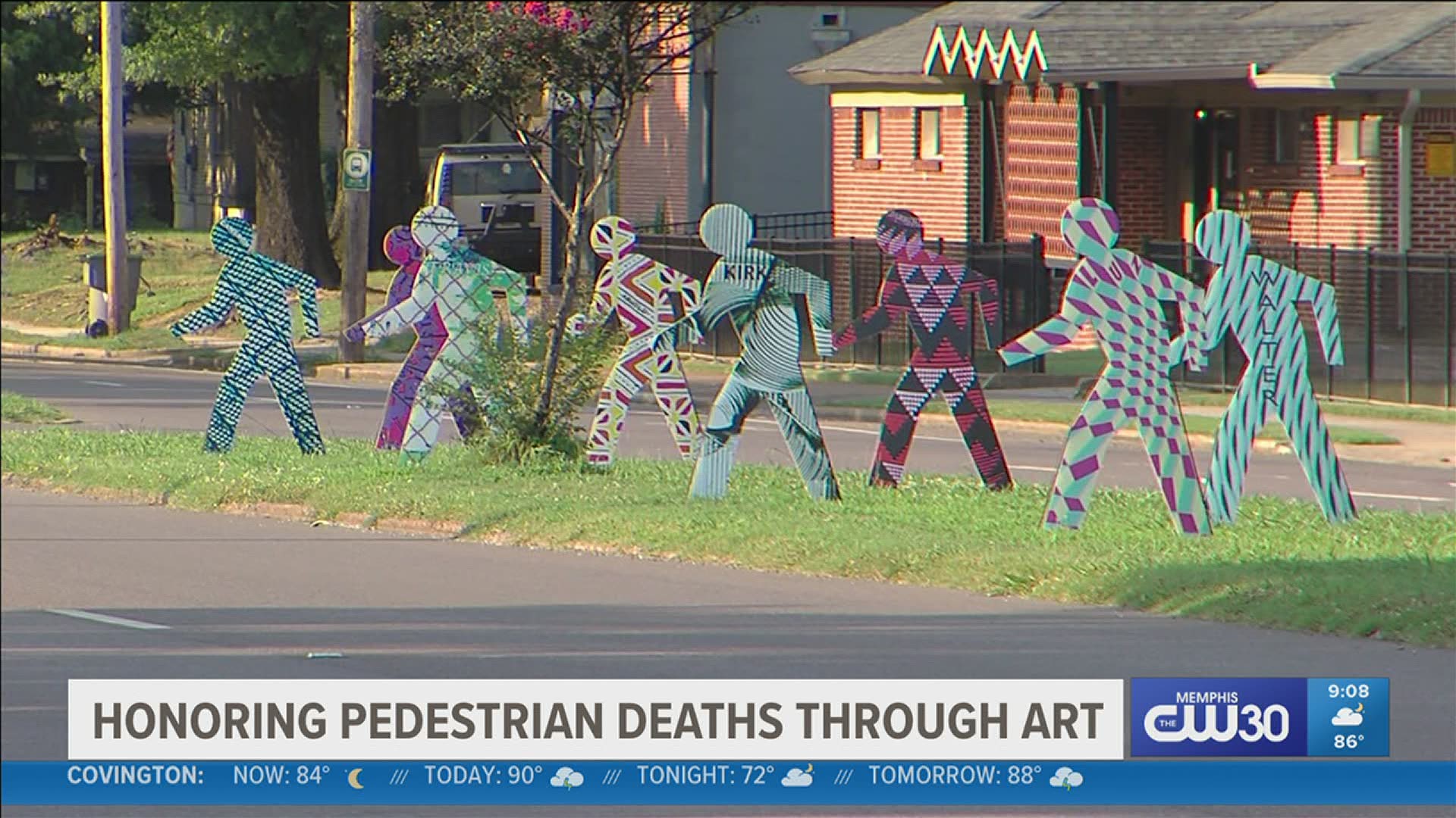 The Heights CDC commissioned artist Colin Kidder to create an art installation honoring Memphians killed walking in 2020.