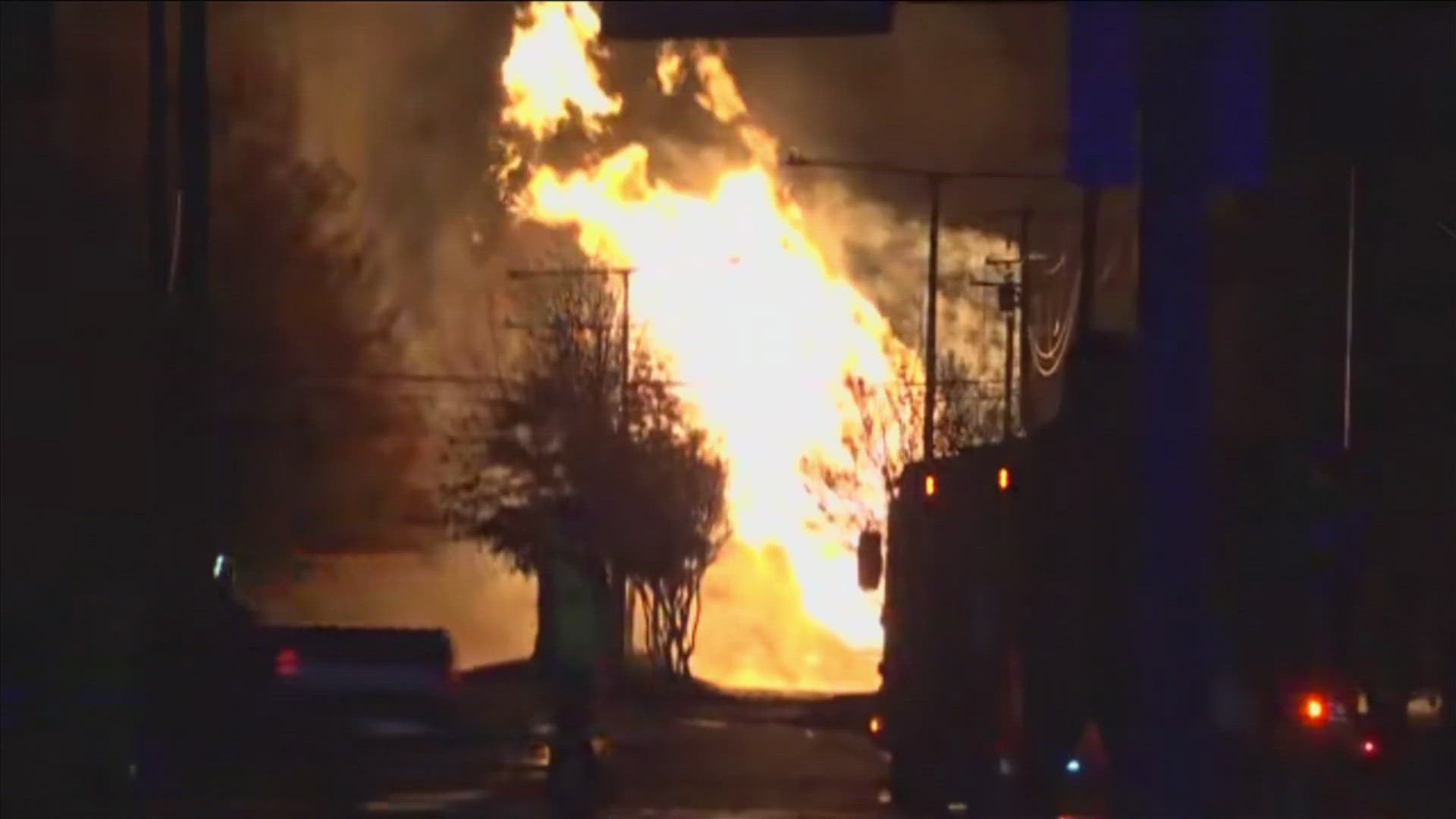 The huge fire happened Monday night on Bailey Station Road between Winchester Road and Houston Levee Road in Collierville.