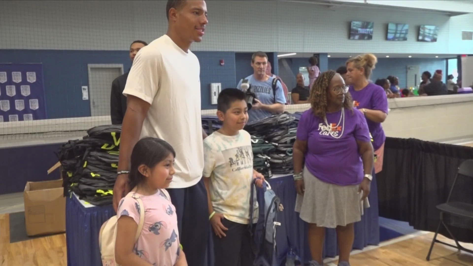 More than 3,000 backpacks were given out full of school supplies including notebooks, pencils, rulers, crayons and basketballs.