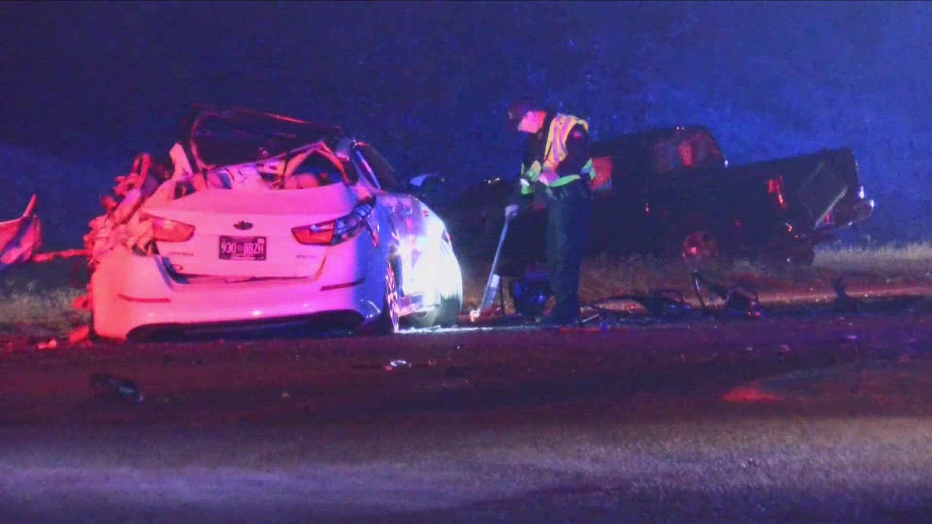 Officers with Memphis Police responded to a two-vehicle crash Thursday, Oct. 17, in which one vehicle crossed over the median at Thomas Street and I-40.