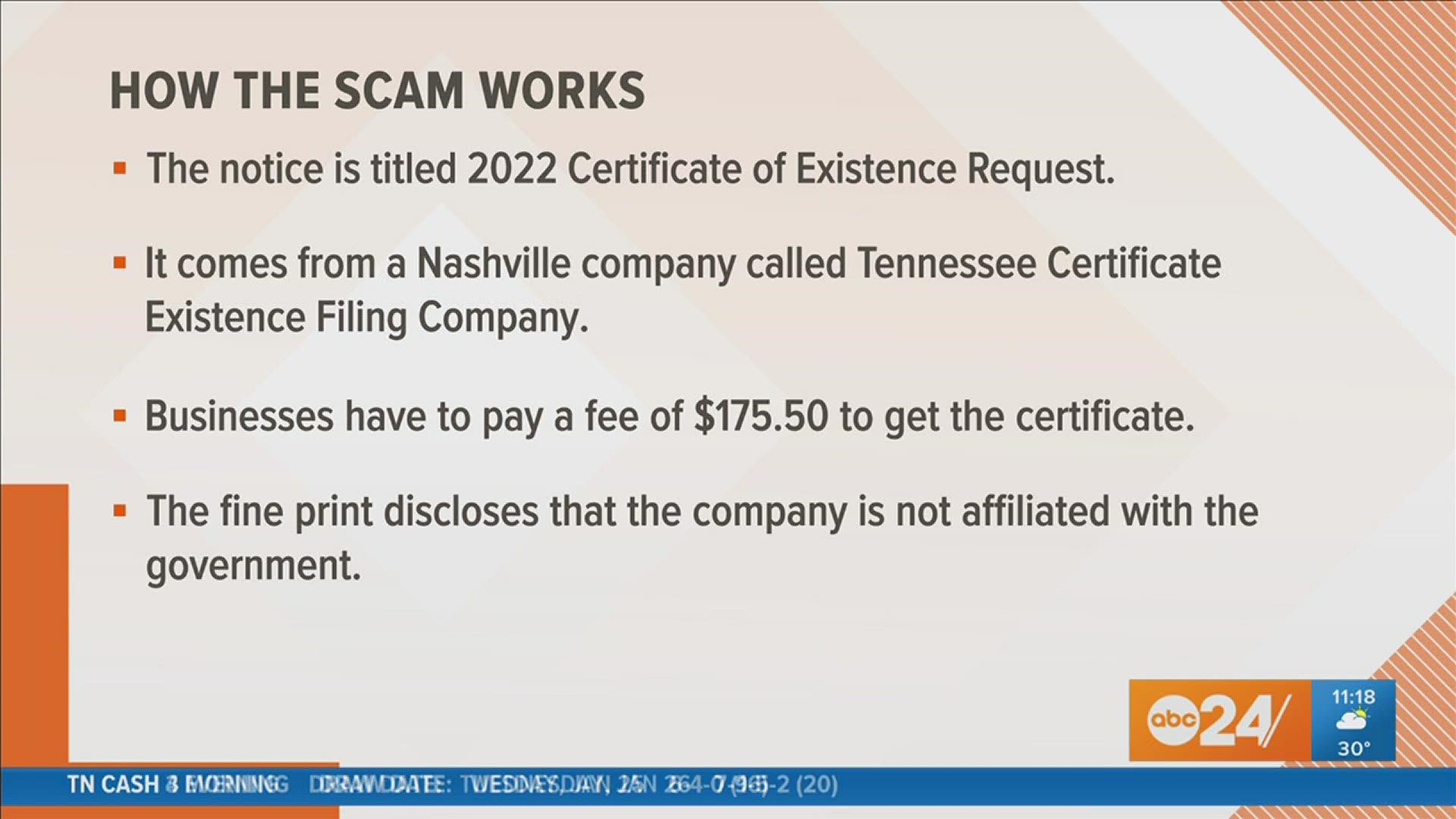 Randy Hutchinson with the Better Business Bureau of the Mid-South spoke with ABC 24 Wednesday about the alert from the Tennessee Secretary of State.