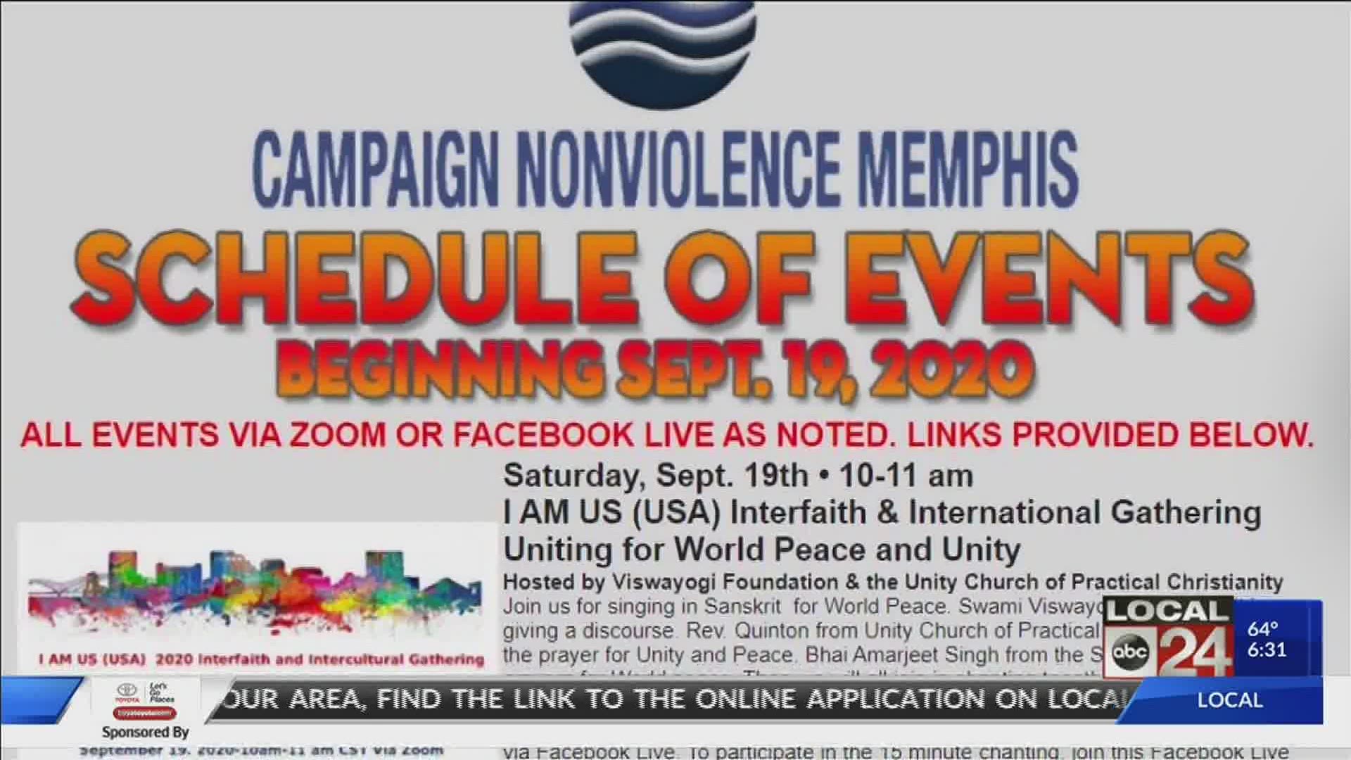 Organized by Campaign Nonviolence Memphis, the week features peace-centered events