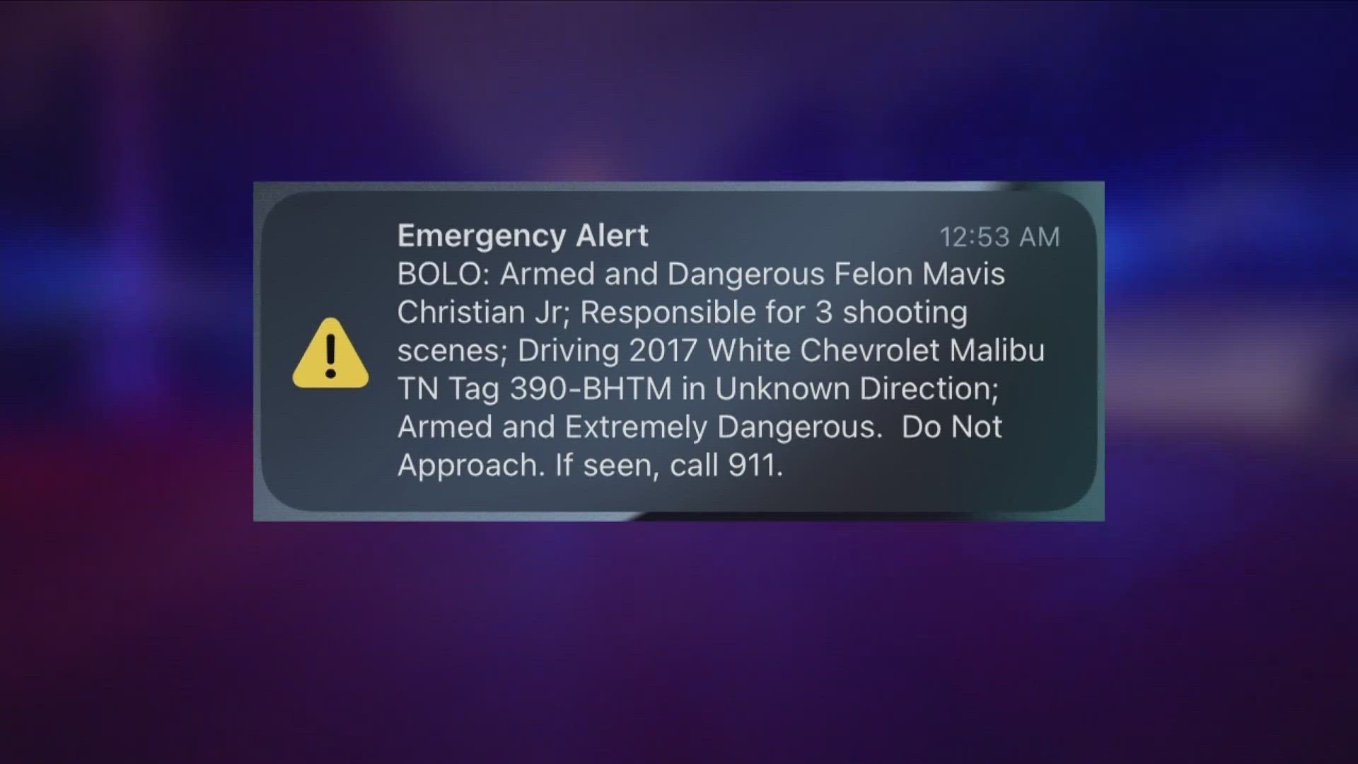 The city issued a mass text and phone call alert around midnight on Sunday as MPD searched for a gunman. Police said he shot a total of five women.