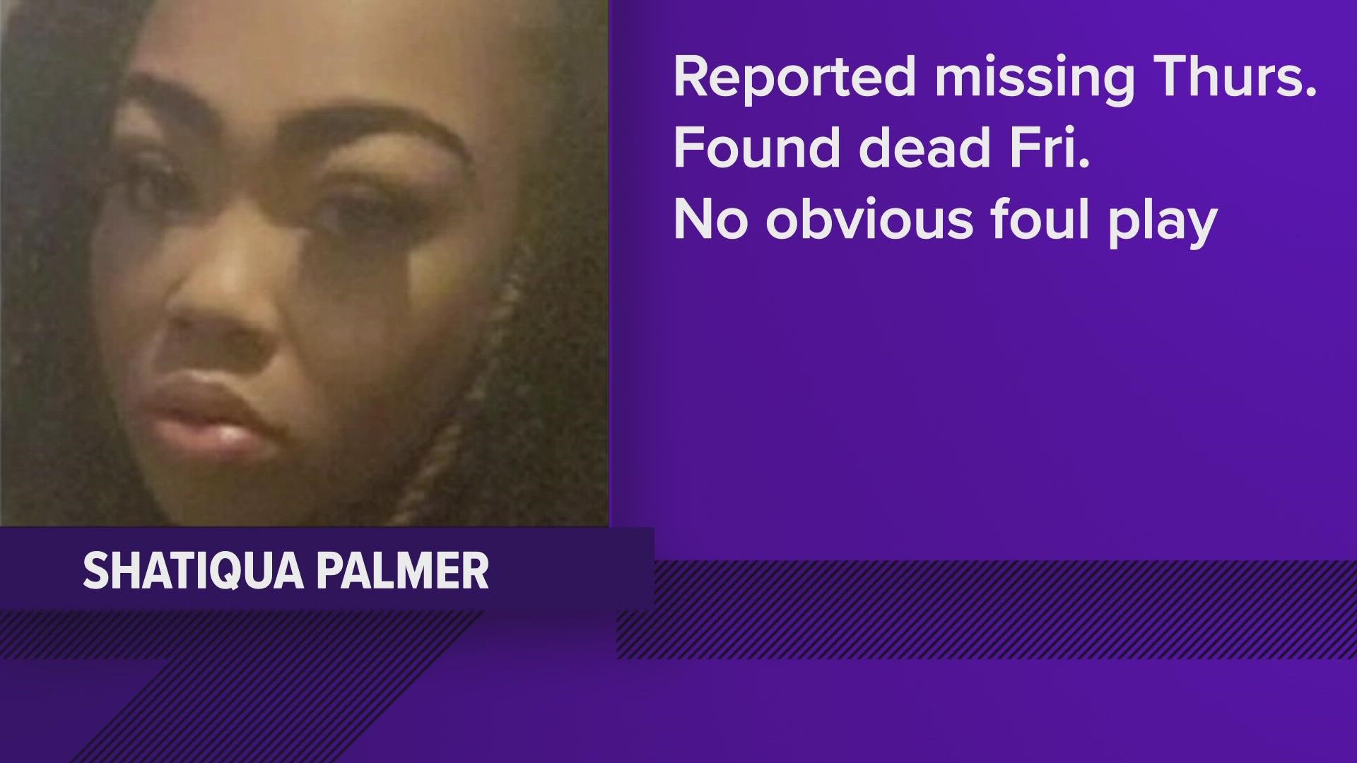 MPD said Shatiqua Palmer was reported missing Nov. 10, 2022, after she said she was going to meet a friend but did not return home. She was found dead the next day.