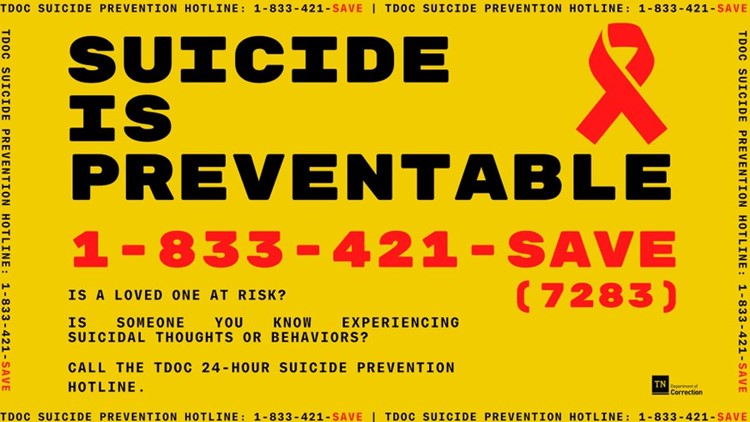 Tennessee prisons announce suicide prevention hotline