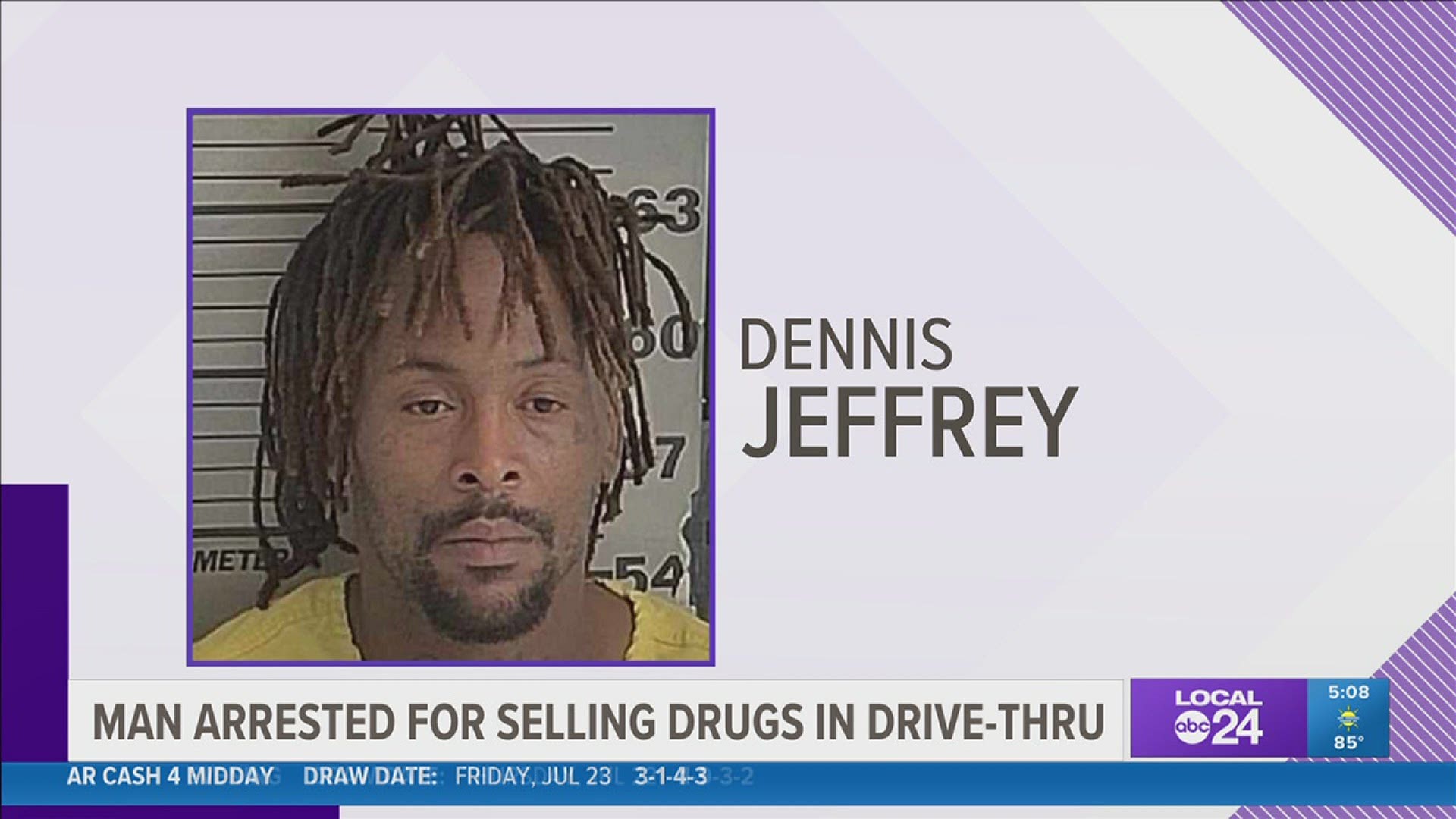 33-year-old Dennis Jeffrey is charged with drug possession and intent to sell.