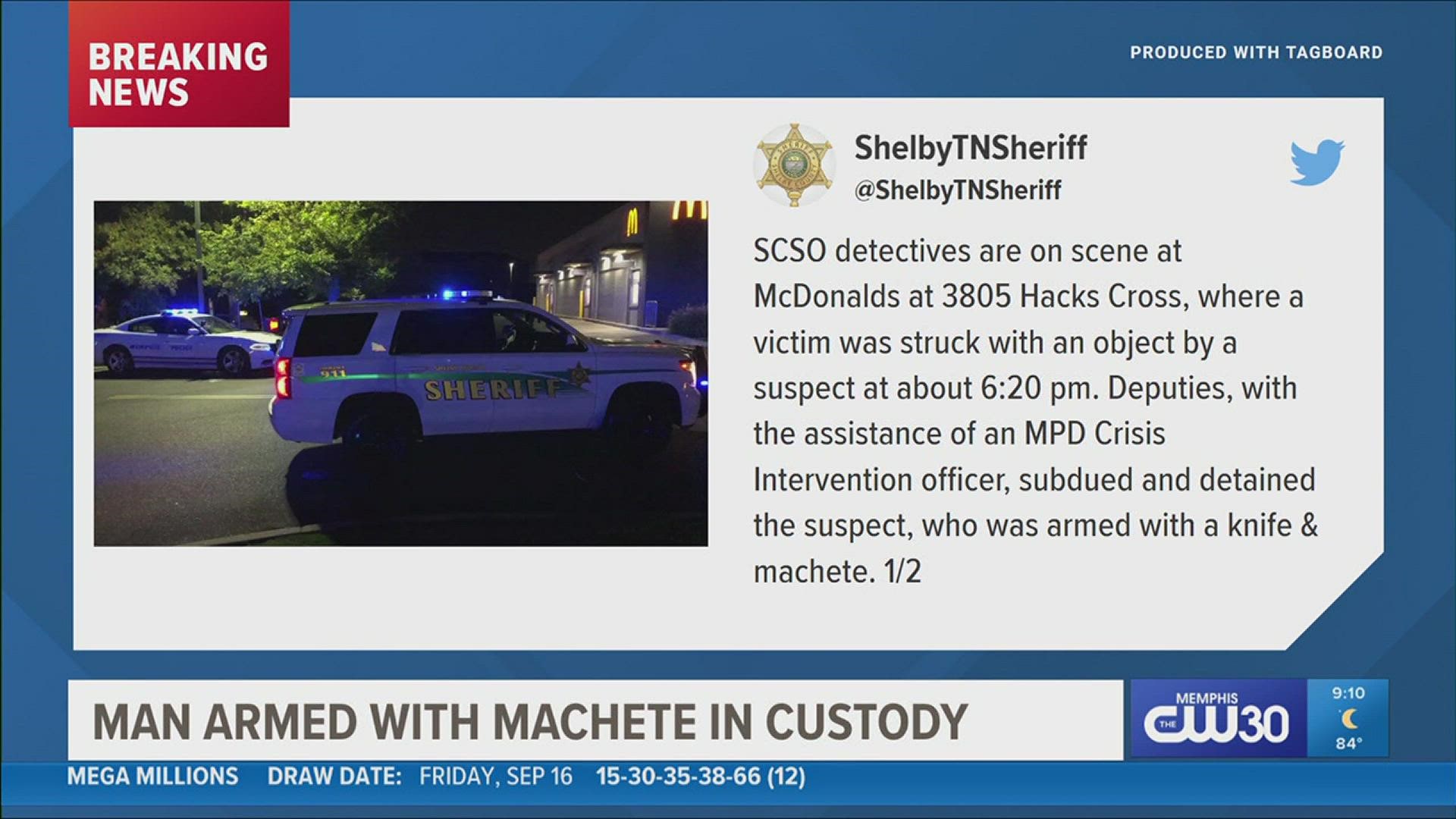 Shelby County deputies, with the help of Memphis police, subdued and detained the suspect.