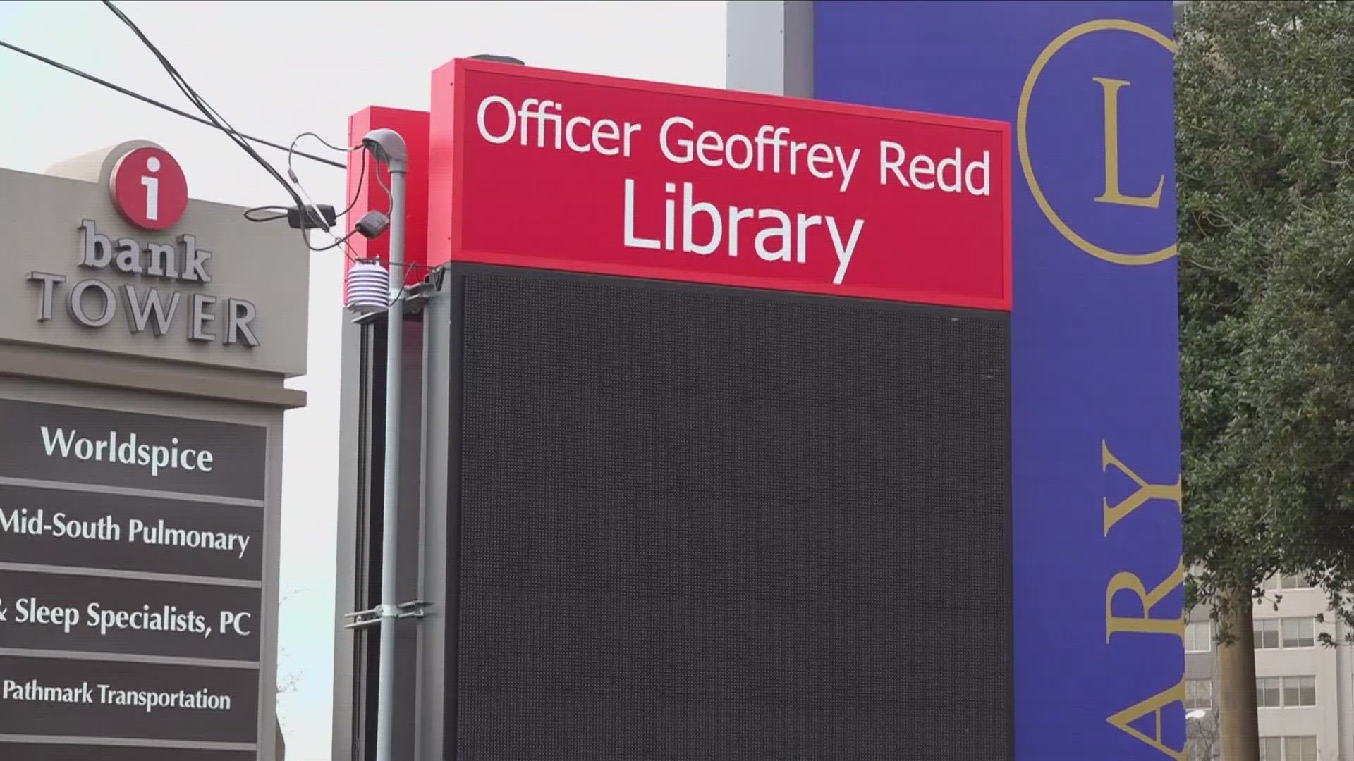 Officer Geoffrey Redd was shot and killed at the White Station branch library in February, 2023. Wednesday, that library was renamed in his honor.