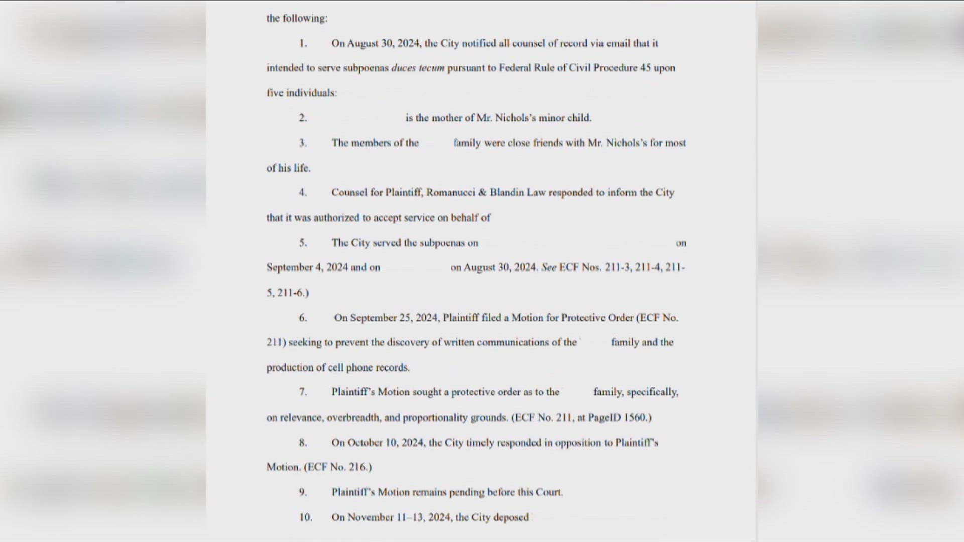 The filing comes in the midst of the $550 million civil lawsuit filed by Nichols' mother, RowVaughn Wells, against the City of Memphis following his death.