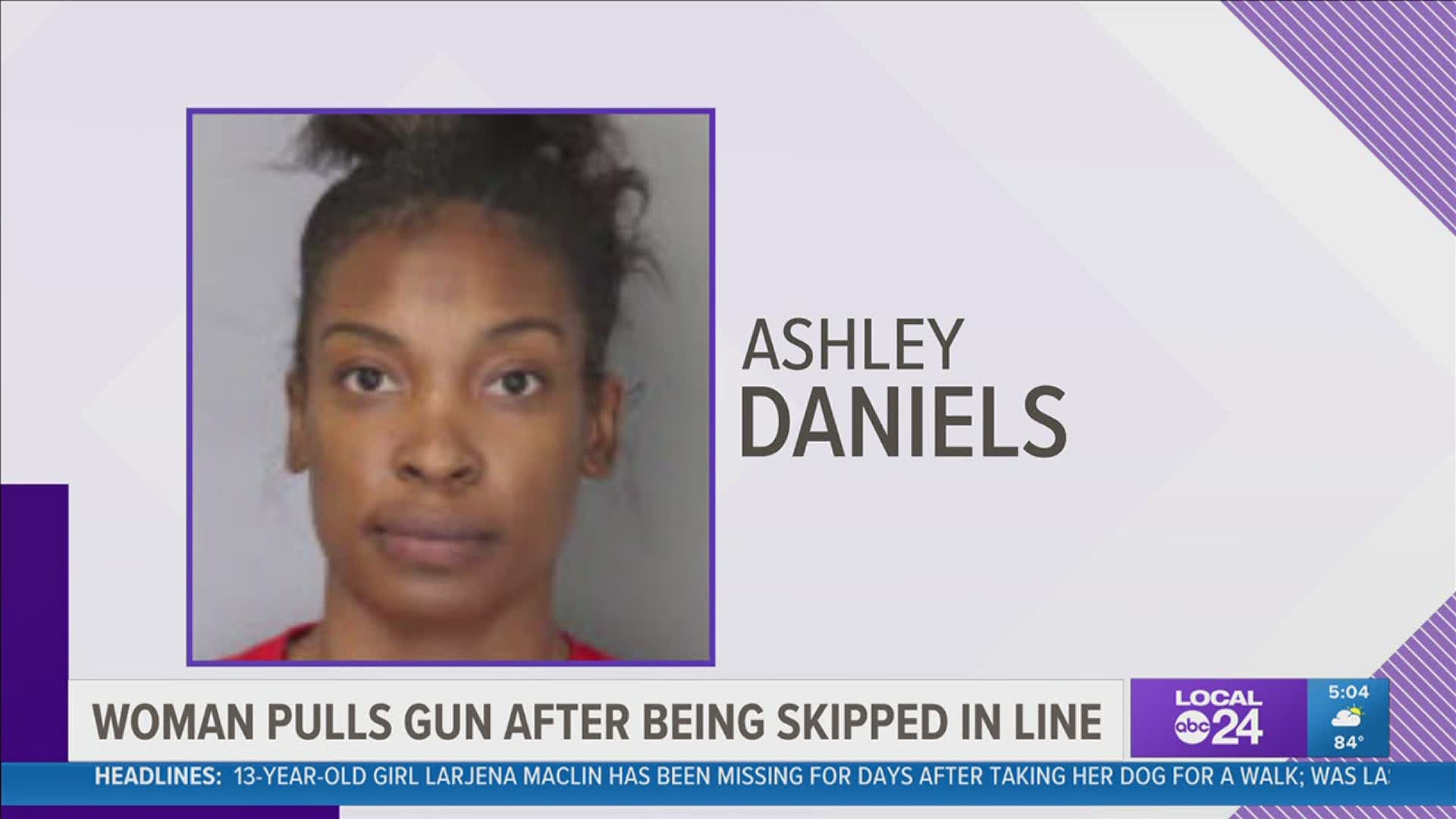 Ashley Daniels is charged with aggravated assault.