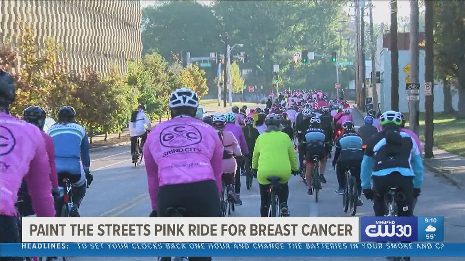 Supporters cycled 20 miles to raise money in support of breast cancer awareness. They also presented a check to the Susan G. Komen foundation.