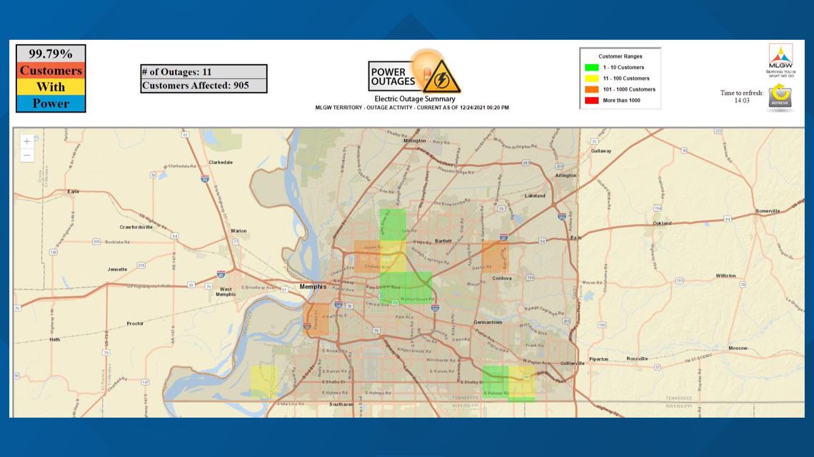 City Of Memphis Gis Just Over 900 Mlgw Customers Are Out Of Power | Localmemphis.com