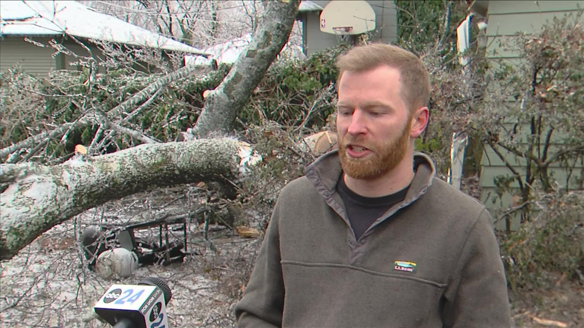 Folks across midtown Memphis found lots of trees and limbs falling from the ice.