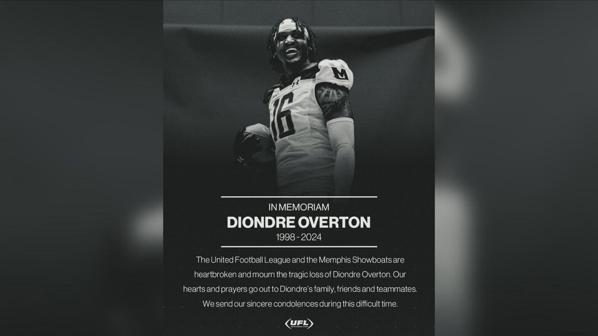 Memphis Showboats player Diondre Overton died in an overnight shooting in Greensboro on Saturday, according to the Guilford County Sheriff's Office (GCSO).