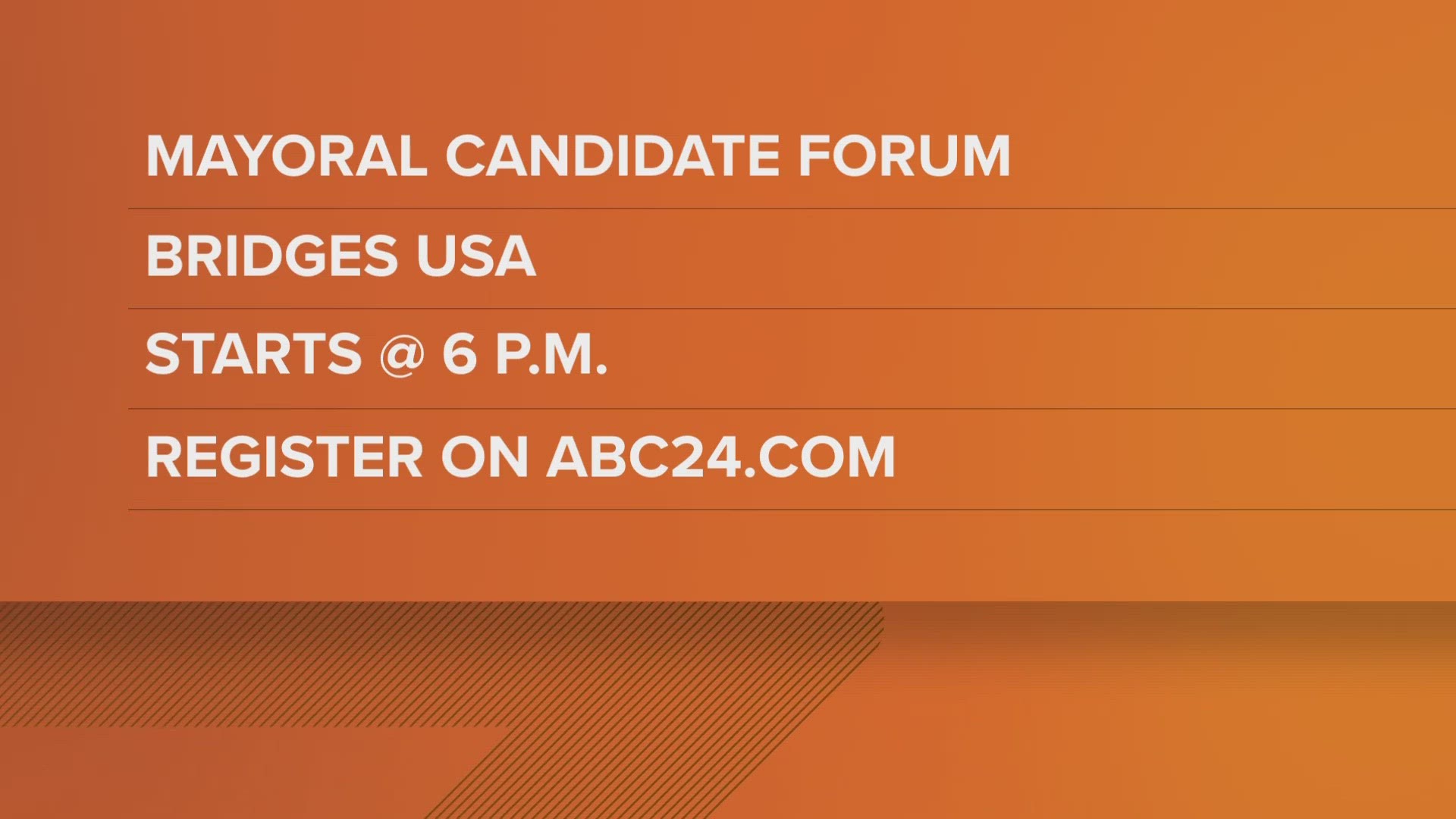 Mayoral candidates will will address community inspired questions at the forum.