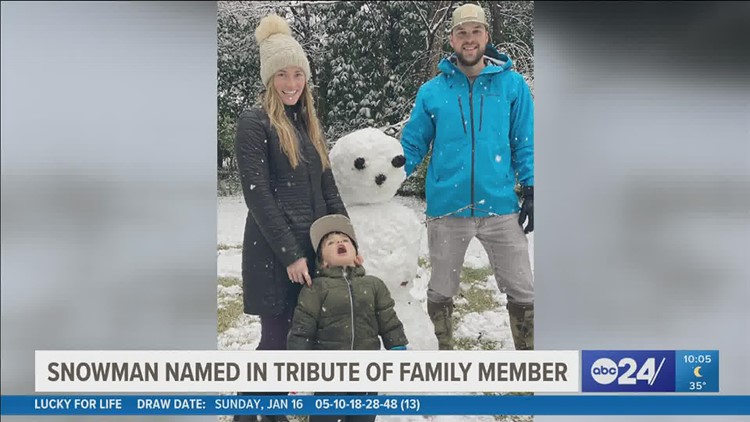 Mississippi family builds snowman, names it in honor of family member whose legacy lives on