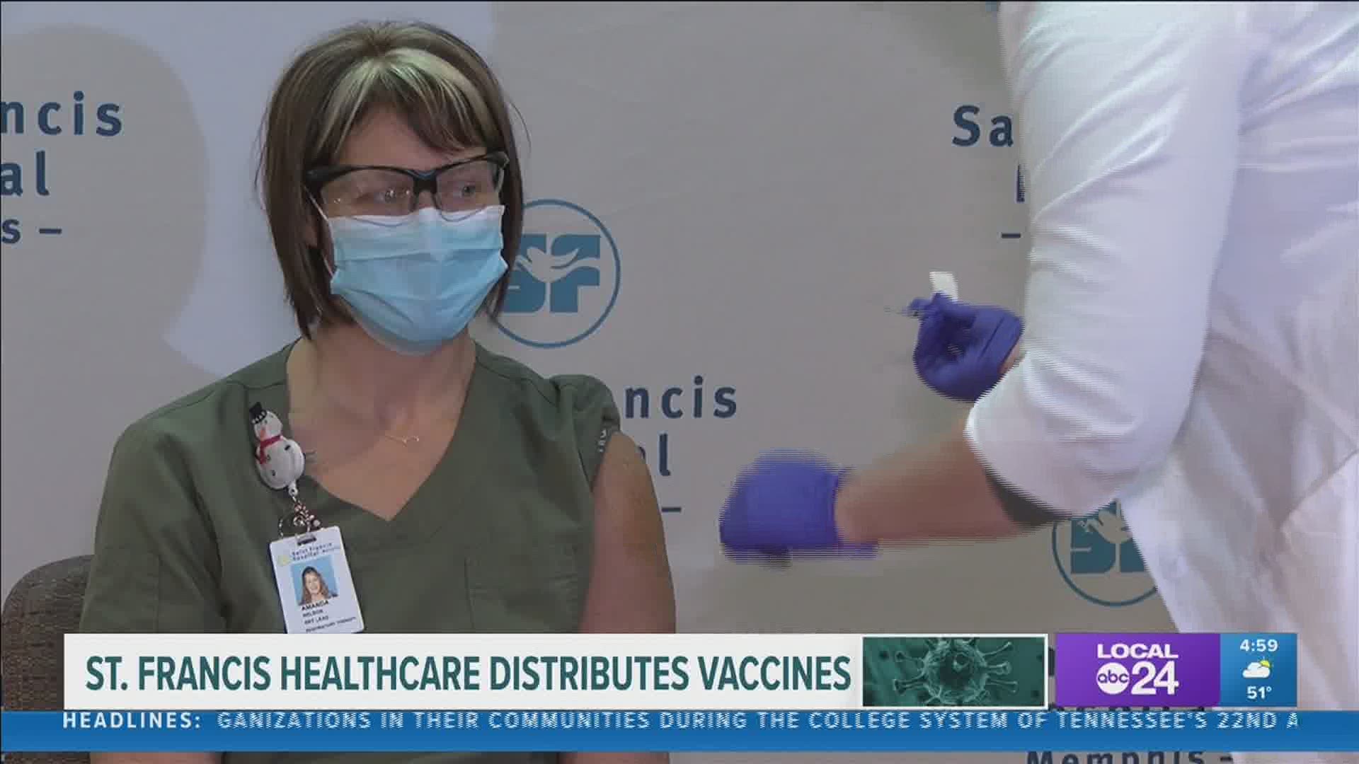 The vaccinations at St. Francis Memphis Friday continue a week of vaccinations for those treating COVID-19 at hospitals across Mid-South.