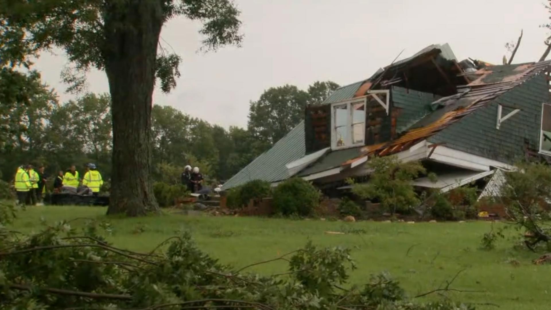 Dan Harris with Tennessee Task Force 1, out of Memphis, speaks on tornado-damaged home in Wilson County, NC.