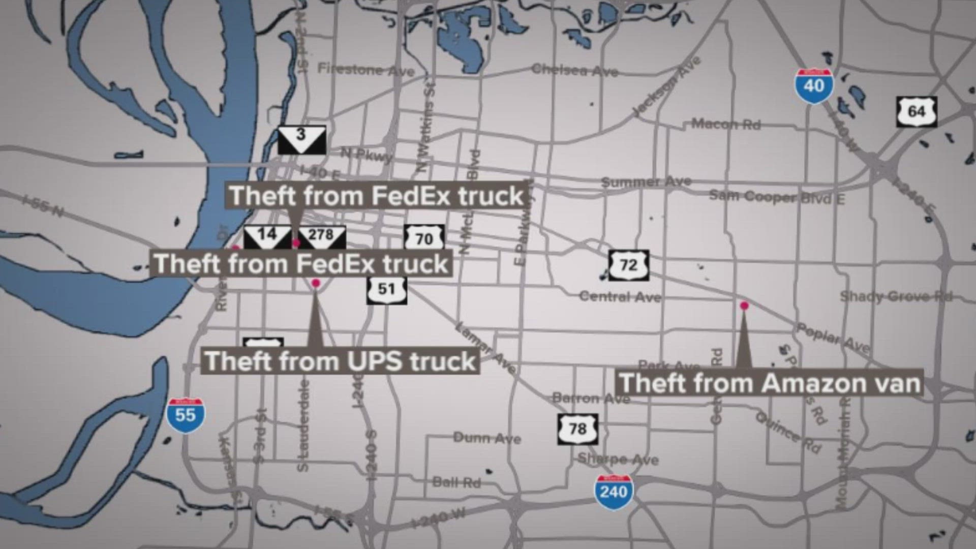Police said at least four different delivery trucks have been hit over a two day period.