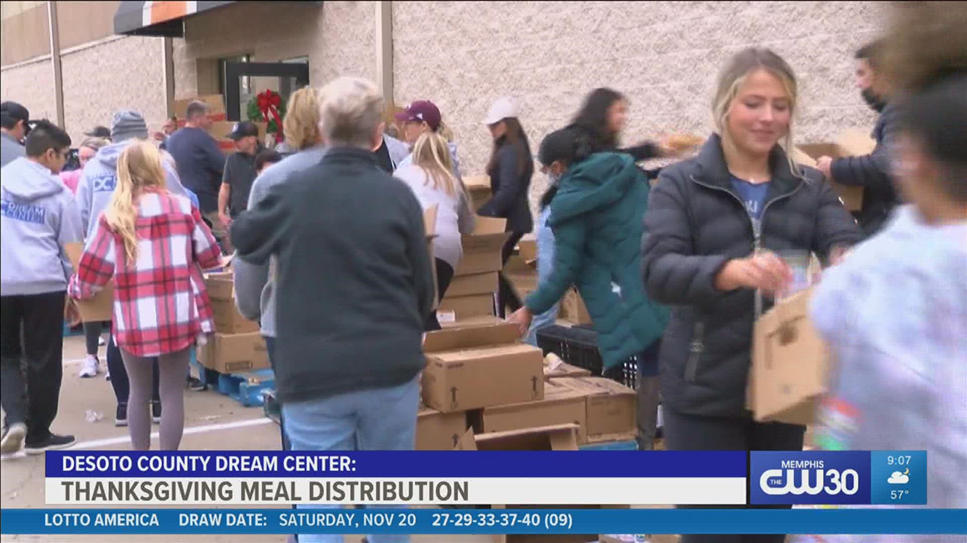 The Desoto County Dream Center gave away 200 Thanksgiving meals to families in need.