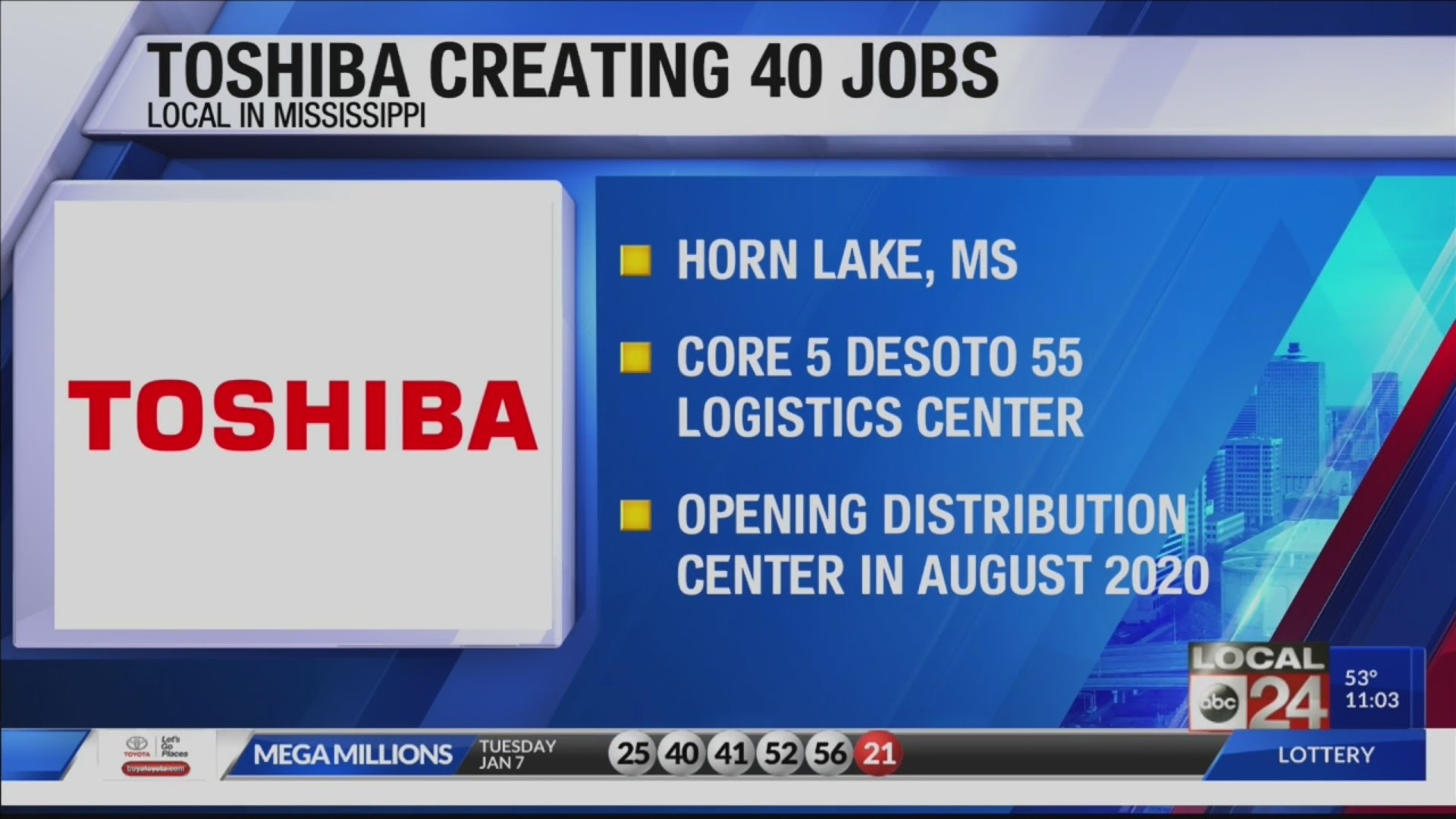 Toshiba creating 40 jobs in Horn Lake with distribution center opening