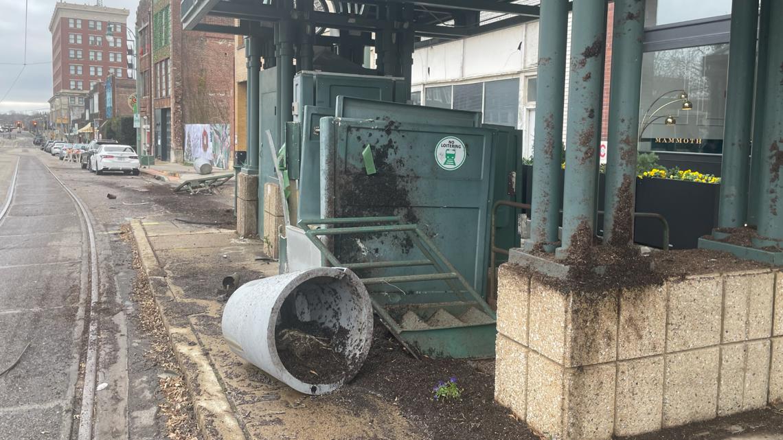 Downtown Memphis trolley station struck in early morning DUI crash