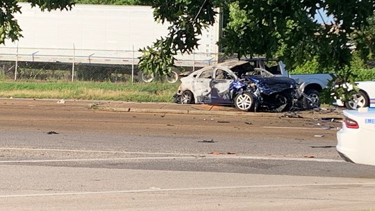 Two people are dead after a fiery crash at Lamar and Winchester