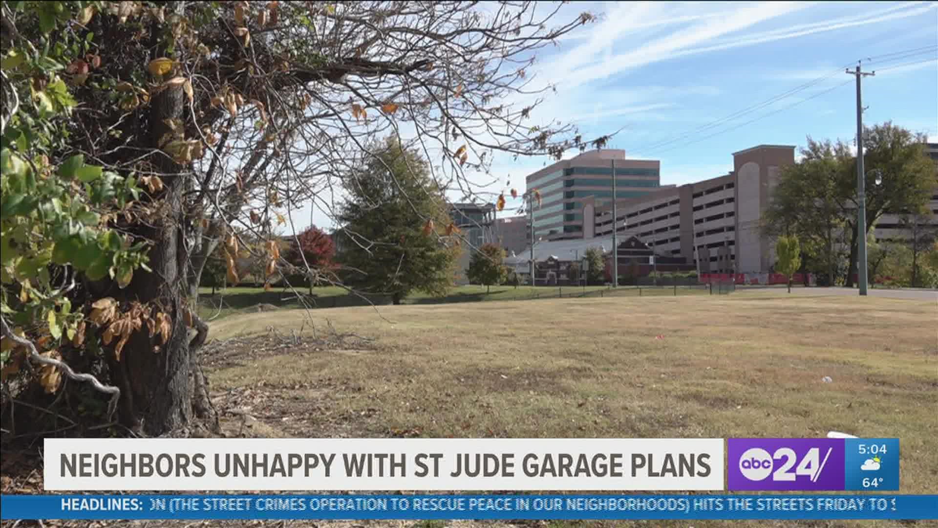 St. Jude Children's Research Hospital is facing some opposition to its plan to build a seven-story parking garage as part of the $11 billion expansion.