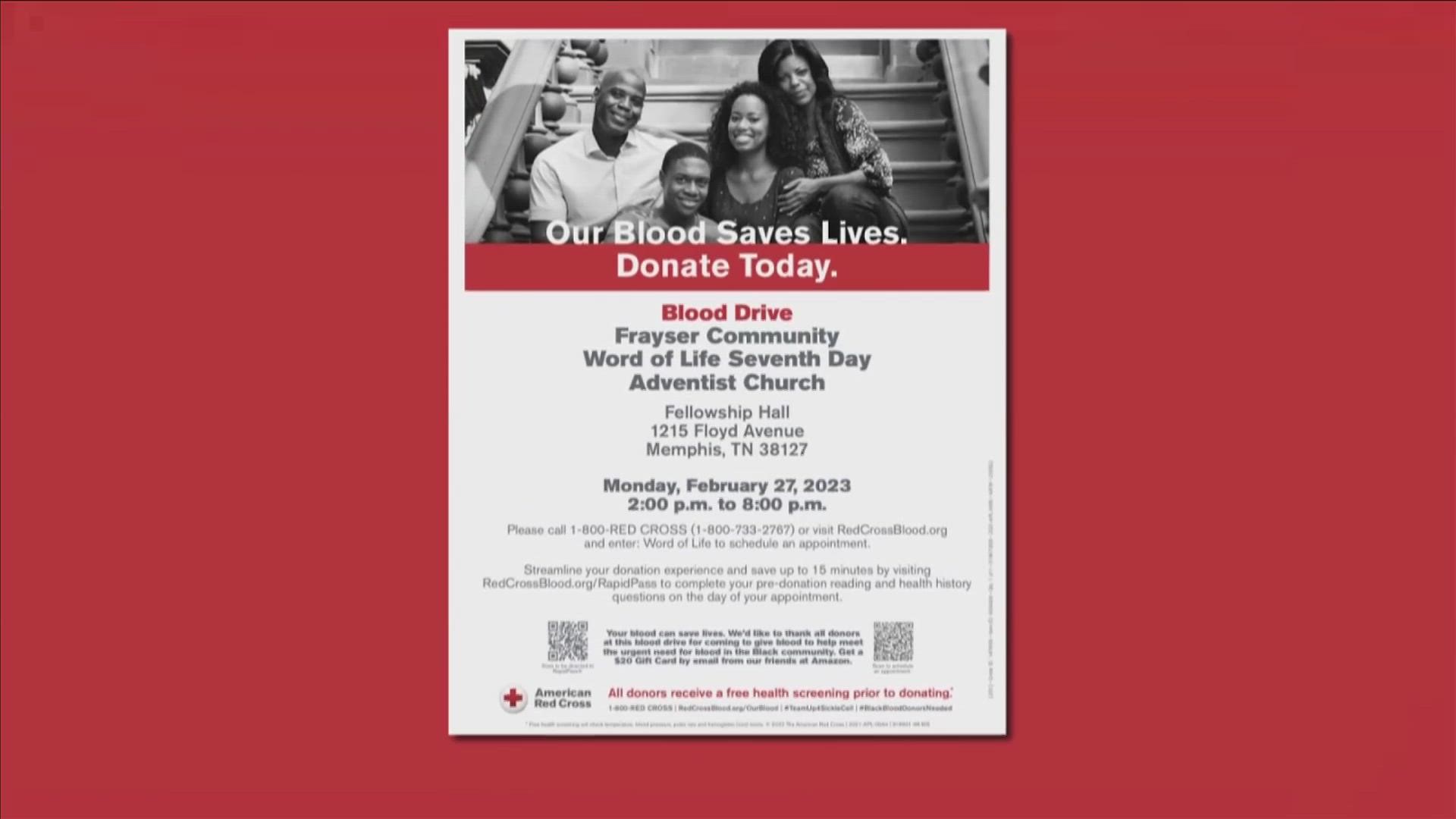 Word of Life Church is set to hold a blood drive at 1215 Floyd Avenue in their fellowship hall from 2 p.m. until 8 p.m. The event is personal for those organizing.