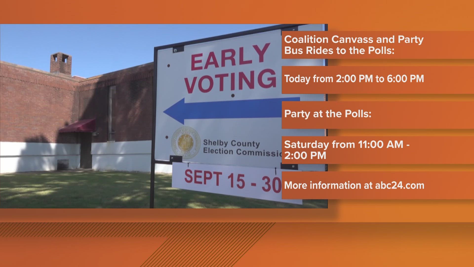 Free bus rides will be offered Thursday, Sept. 28, from 2 - 6 p.m., and a Party at the Polls event will be held the following Saturday from 11 a.m. to 2 p.m.